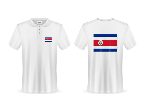 Polo Con Bandera Costa Rica Sobre Fondo Blanco Ilustración Vectorial — Vector de stock