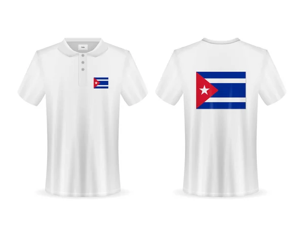 Polo Con Bandiera Cubana Sfondo Bianco Illustrazione Vettoriale — Vettoriale Stock