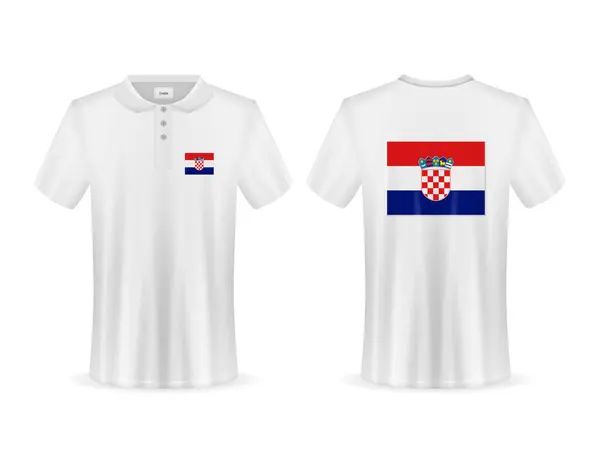 Polo Con Bandiera Croata Sfondo Bianco Illustrazione Vettoriale — Vettoriale Stock