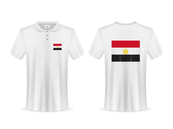 Polo Con Bandiera Egiziana Sfondo Bianco Illustrazione Vettoriale — Vettoriale Stock