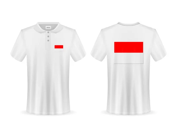 Camisa Pólo Com Bandeira Indonésia Sobre Fundo Branco Ilustração Vetorial — Vetor de Stock