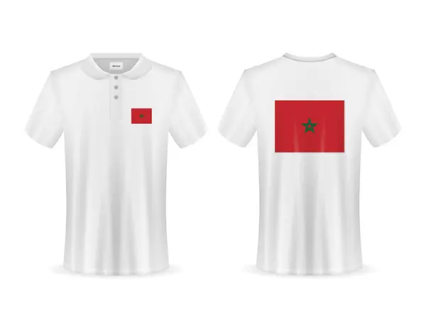 Polo Con Bandera Marruecos Sobre Fondo Blanco Ilustración Vectorial — Vector de stock