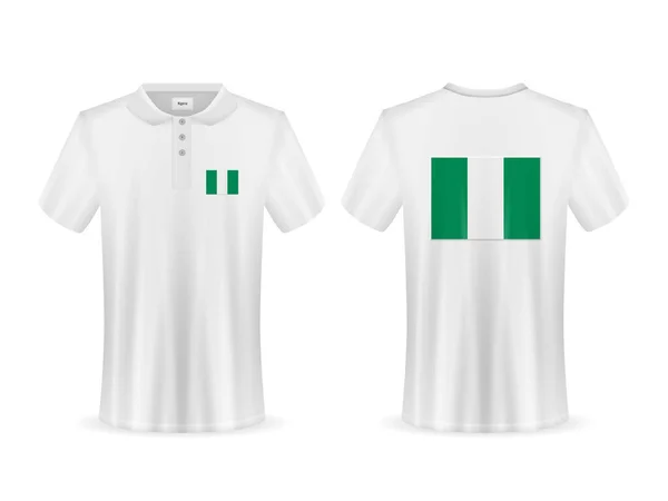 Polo Shirt Nigeria Flag White Background Vector Illustration — Stock Vector