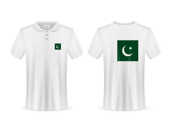 Polo Con Bandiera Pakistana Sfondo Bianco Illustrazione Vettoriale — Vettoriale Stock