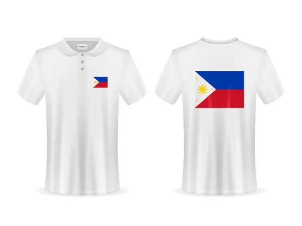 Beyaz Arka Planda Filipinler Bayrağı Olan Polo Tişört Vektör Illüstrasyonu — Stok Vektör