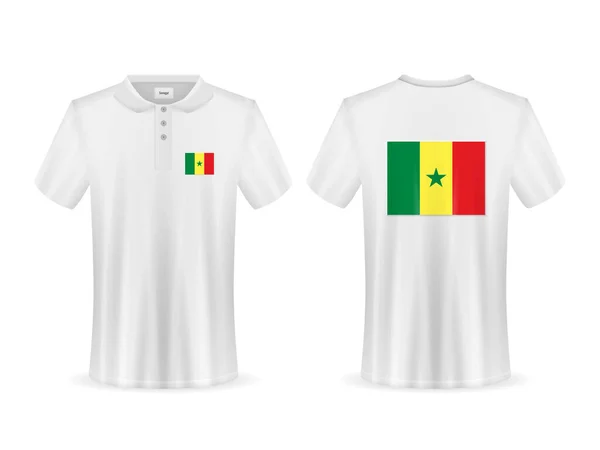 Polo Con Bandera Senegal Sobre Fondo Blanco Ilustración Vectorial — Archivo Imágenes Vectoriales