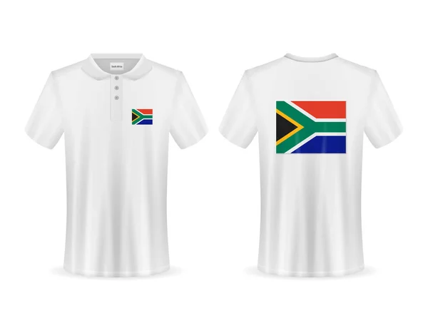 Polo Con Bandera Sudáfrica Sobre Fondo Blanco Ilustración Vectorial — Vector de stock