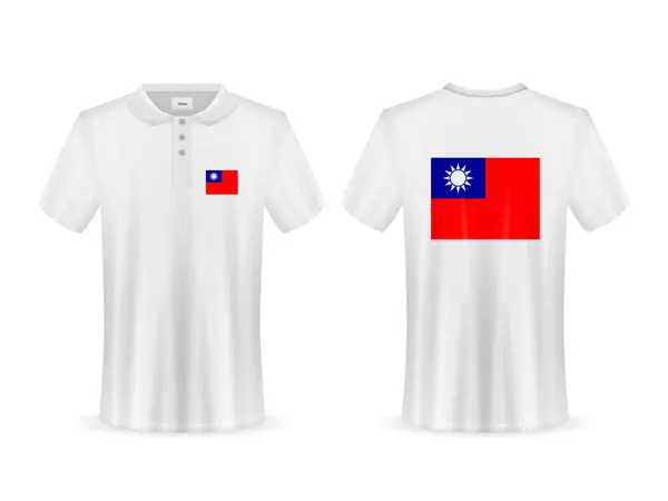 Beyaz Arka Planda Tayvan Bayrağı Olan Polo Tişört Vektör Illüstrasyonu — Stok Vektör