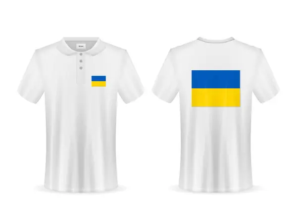 Polo Con Bandiera Ucraina Sfondo Bianco Illustrazione Vettoriale — Vettoriale Stock