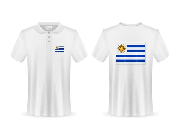 Polo Con Bandiera Uruguay Sfondo Bianco Illustrazione Vettoriale — Vettoriale Stock