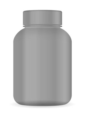 Beyaz arka planda plastik kavanoz. Vektör illüstrasyonu.