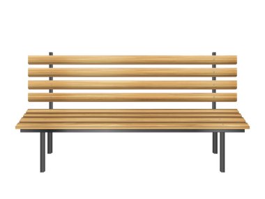 Beyaz arka planda ahşap bir bank. Vektör illüstrasyonu.