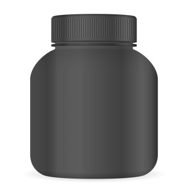 Beyaz arka planda plastik kavanoz. Vektör illüstrasyonu.