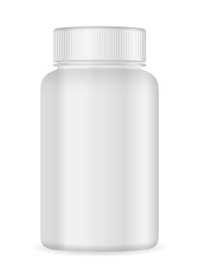 Beyaz arka planda plastik kavanoz. Vektör illüstrasyonu.