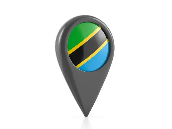 Map Marker Tanzania Flag White Background Illustration — Stock Photo, Image