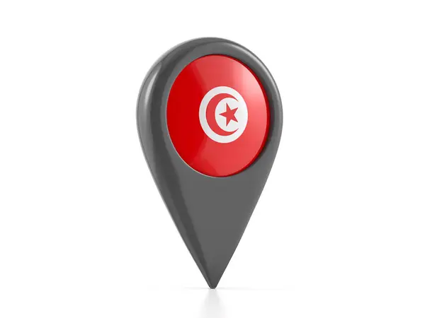 Map Marker Tunisia Flag White Background Illustration — Stock Photo, Image