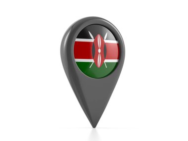 Kenya bayrağını beyaz arkaplanda işaretle. 3d illüstrasyon.