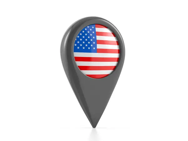 Map Marker Usa Flag White Background Illustration — Stock Photo, Image