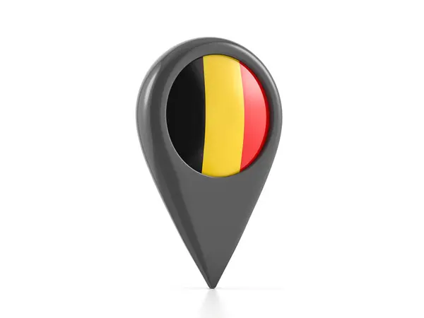 Map Marker Belgium Flag White Background Illustration — Stock Photo, Image