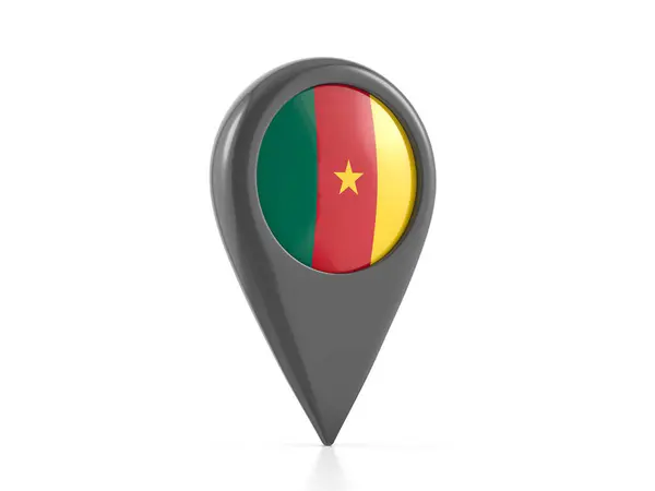 Map Marker Cameroon Flag White Background Illustration — Stock Photo, Image