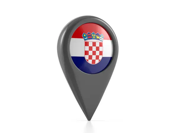 Map Marker Croatia Flag White Background Illustration — Stock Photo, Image