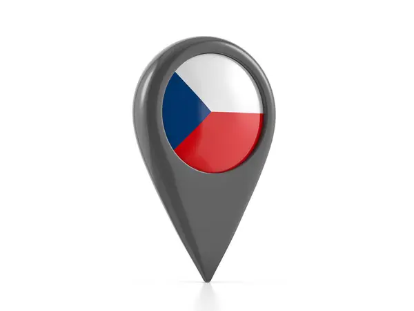 Map Marker Czech Republic Flag White Background Illustration — Stock Photo, Image