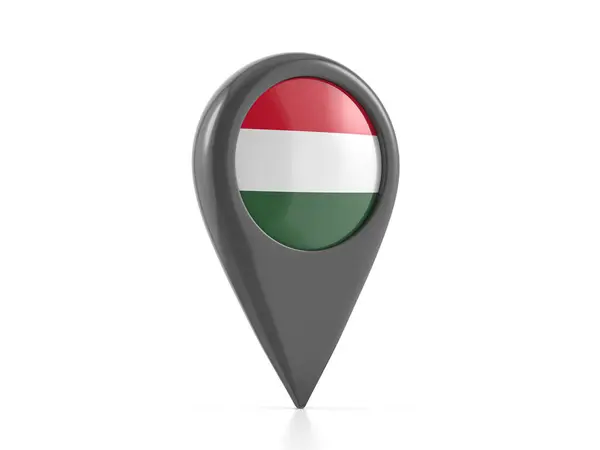 Map Marker Hungary Flag White Background Illustration — Stock Photo, Image