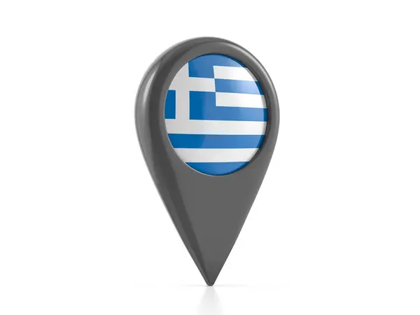 Map Marker Greece Flag White Background Illustration — Stock Photo, Image