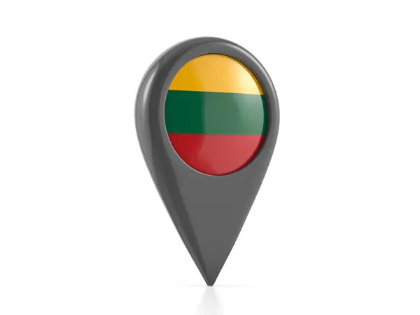 Map Marker Lithuania Flag White Background Illustration — Stock Photo, Image