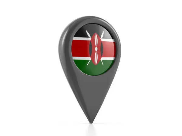 Map Marker Kenya Flag White Background Illustration — Stock Photo, Image