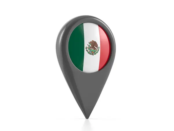 Map Marker Mexico Flag White Background Illustration — Stock Photo, Image