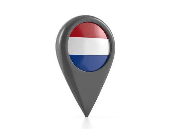 Map Marker Netherlands Flag White Background Illustration — Stock Photo, Image