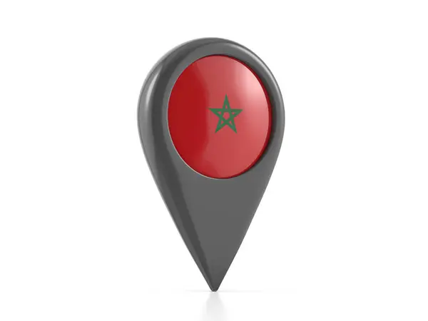 Map Marker Morocco Flag White Background Illustration — Stock Photo, Image