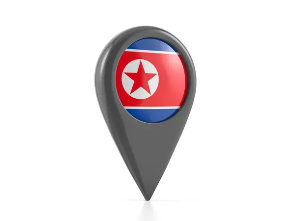 Map Marker North Korea Flag White Background Illustration — Stock Photo, Image