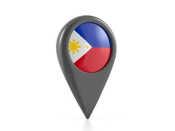 Map Marker Philippines Flag White Background Illustration — Stock Photo, Image