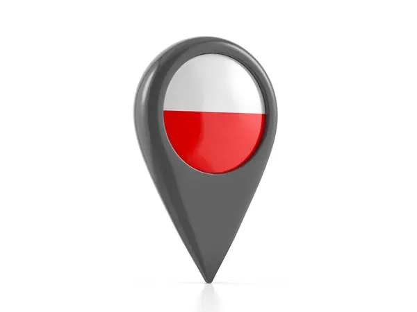 Map Marker Poland Flag White Background Illustration — Stock Photo, Image