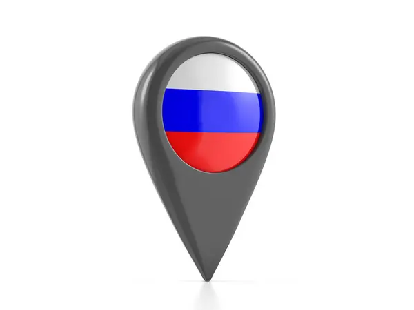 Map Marker Russia Flag White Background Illustration — Stock Photo, Image