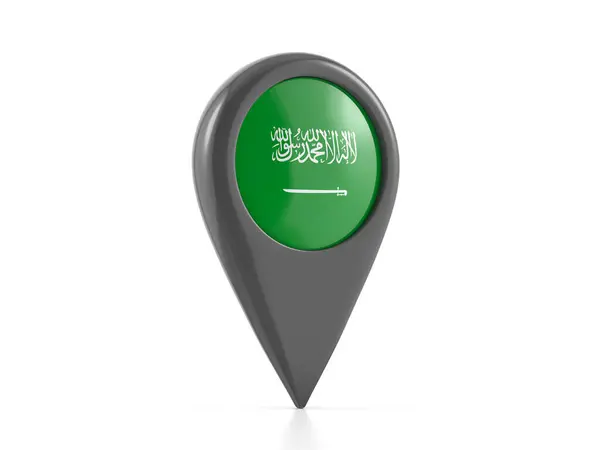 Map Marker Saudi Arabia Flag White Background Illustration — Stock Photo, Image