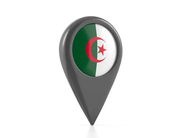 Kartenmarker Mit Algerischer Flagge Auf Weißem Hintergrund Illustration — Stockfoto
