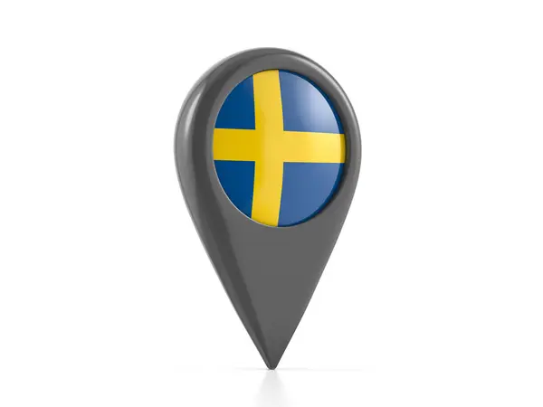 Kartenmarker Mit Schwedischer Flagge Auf Weißem Hintergrund Illustration — Stockfoto