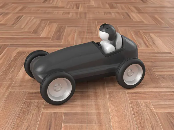 Іграшковий Автомобіль Паркетній Підлозі Ілюстрація — стокове фото