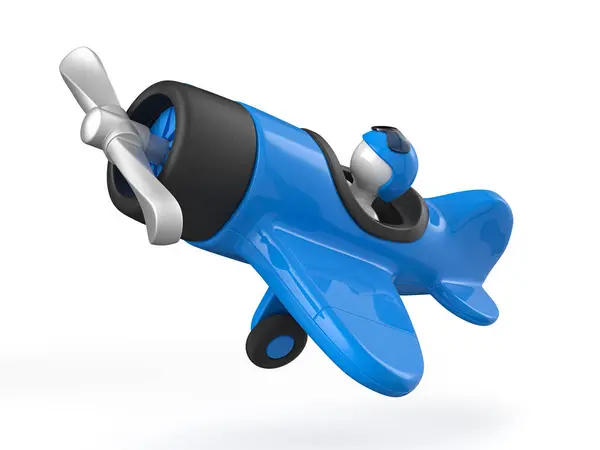 白い背景におもちゃの飛行機 3Dイラスト ストック画像