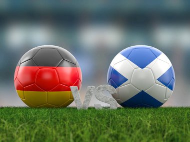 Futbol Euro Kupası grubu A Almanya İskoçya 'ya karşı. 3d illüstrasyon.