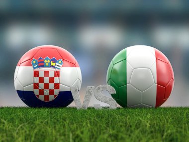 Futbol avro kupası grubu B Hırvatistan İtalya 'ya karşı. 3d illüstrasyon.