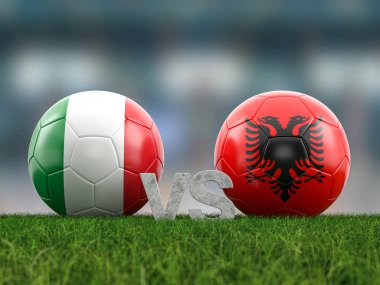 Futbol avro kupası grubu B İtalya Arnavutluk 'a karşı. 3d illüstrasyon.