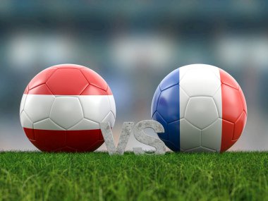 Futbol Euro Kupası grubu D Avusturya Fransa 'ya karşı. 3d illüstrasyon.