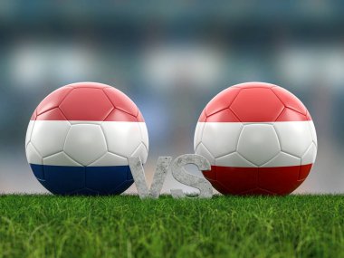 Futbol Euro Kupası grubu D Hollanda Avusturya 'ya karşı. 3d illüstrasyon.