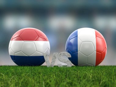 Futbol Euro Kupası grubu D Hollanda Fransa 'ya karşı. 3d illüstrasyon.