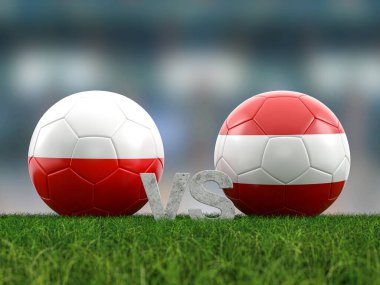 Futbol Euro Kupası grubu D Polonya Avusturya 'ya karşı. 3d illüstrasyon.