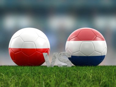 Futbol Euro Kupası grubu D Polonya Hollanda 'ya karşı. 3d illüstrasyon.